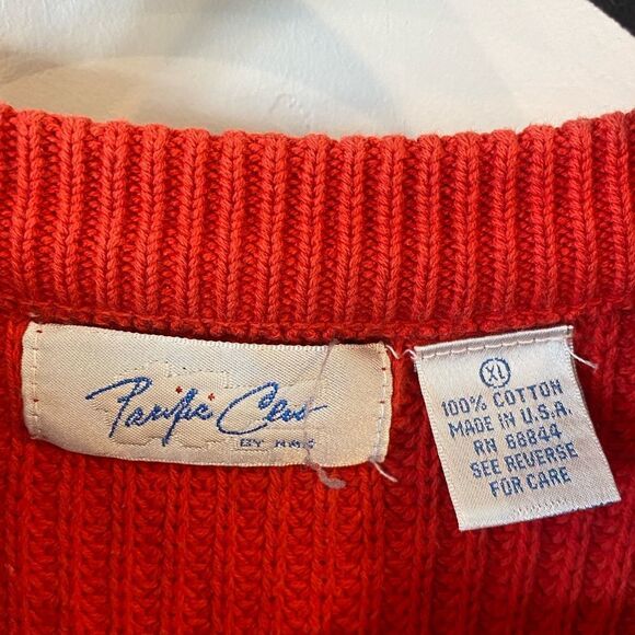 Pacific Crest Vintage Knitted Heavyweight Coastal Crew Neck Red Sweater - Picture 4 of 4